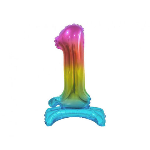 Picture of STANDING FOIL BALLOON 1 RAINBOW 38CM